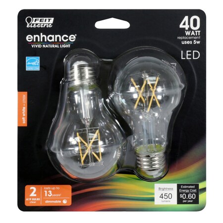 Feit Electric LED A19 E26 SW 40W 2PK BPA1940C927CAF2